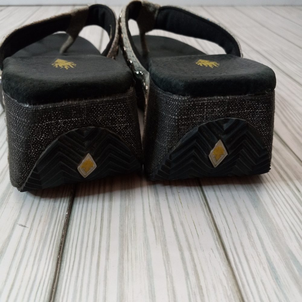 Volatile Y2K Studded Gemstone Platform Wedge Sandals - Picture 6 of 10